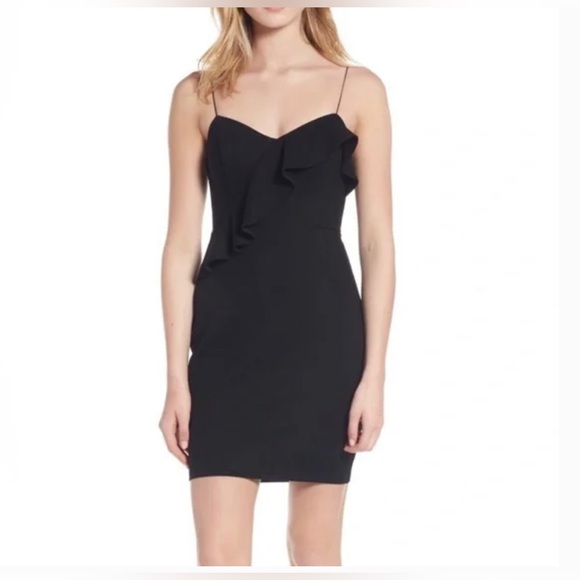 Astr Dresses & Skirts - ASTR Bodycon Asymmetric Ruffle Dress LBD Small